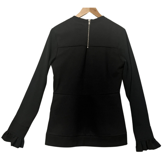 Alina Villasante Black Fitted Military Inspired Long Sheer Sleeves Blouse Medium - Picture 2 of 8